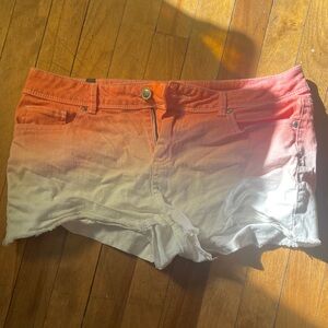 LC Lauren Conrad coral and White Jean Shorts